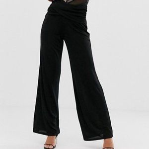 ASOS DESIGN slinky wide leg pants with wrap wais